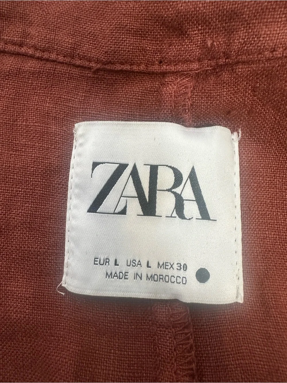 Zara Rust-Red Linen Jumpsuit with Front Pockets